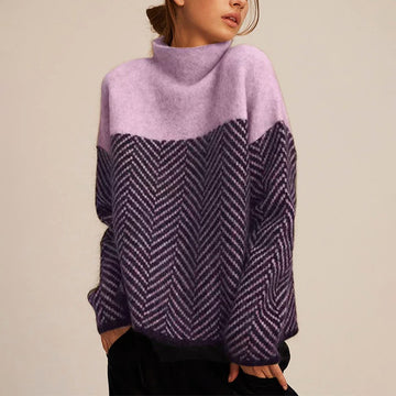 Pull chevrons empiècement uni