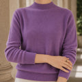 Pull col montant lisse, coloris violet, vue de face