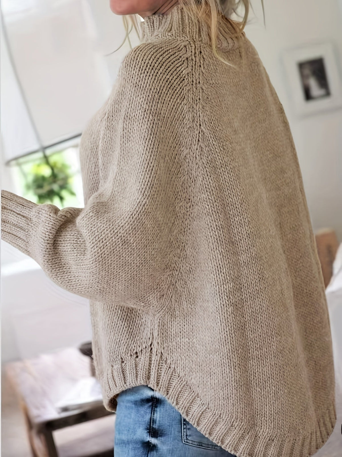 Pull torsadé col montant pour femme, vue 10