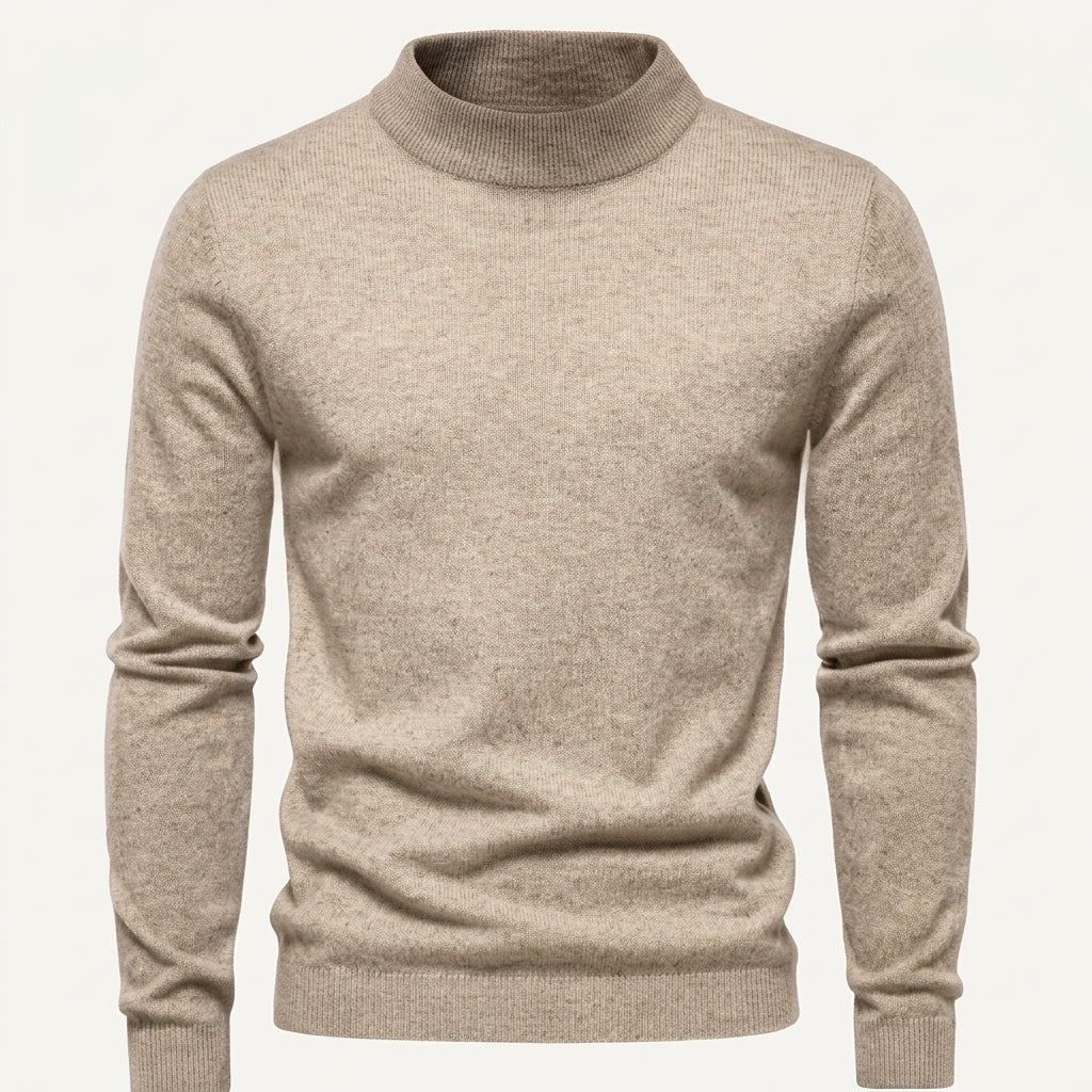 Pull col montant uni, beige