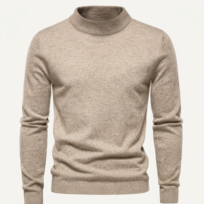 Pull col montant uni, beige