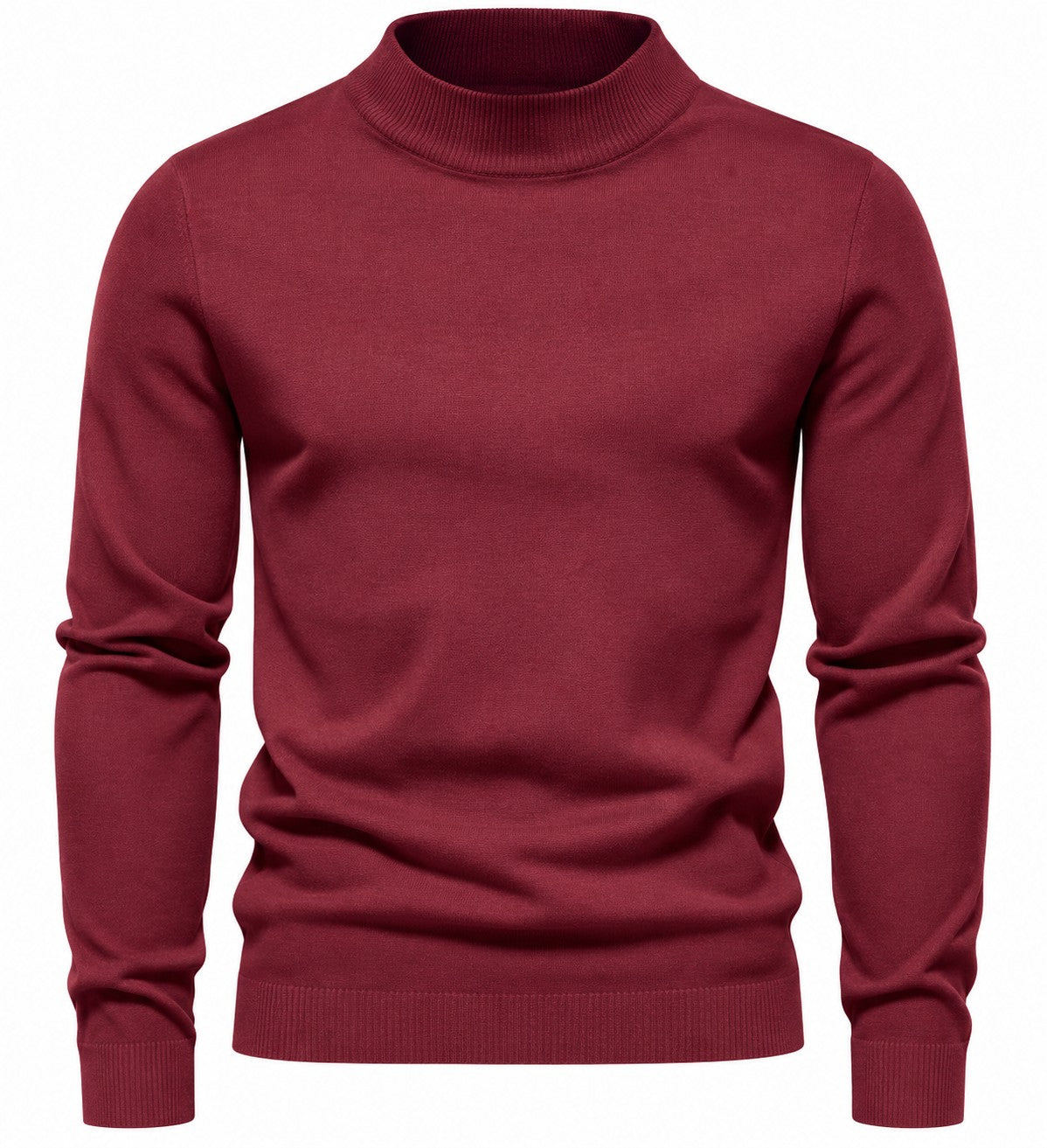 Pull col montant bordeaux, vue de face à plat