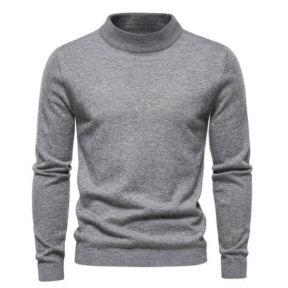 Pull col montant gris chiné, vue de face à plat