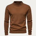 Pull col montant marron, vue de face à plat