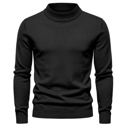 Pull col montant noir, vue de face à plat