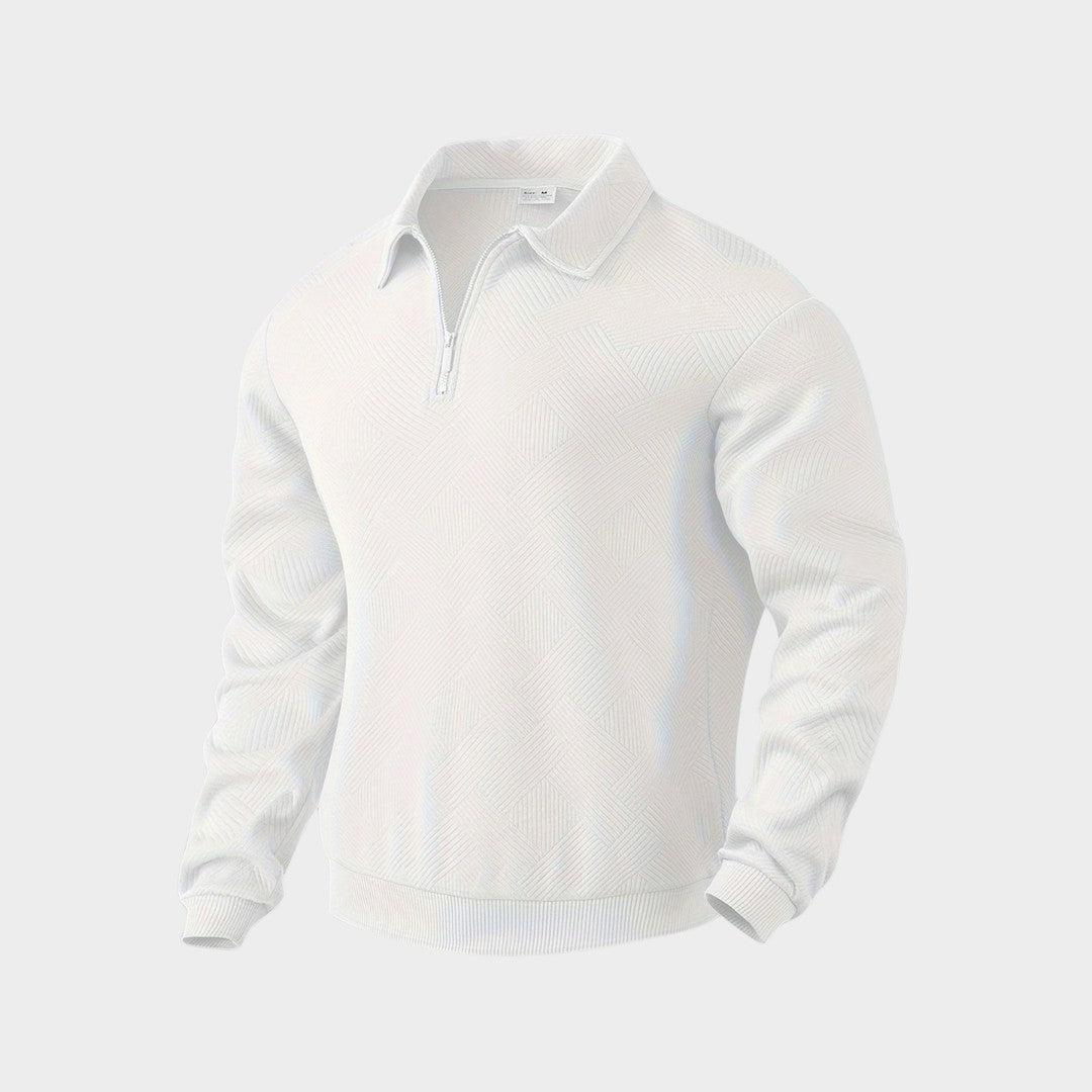 Pull à col polo pour homme, manches longues