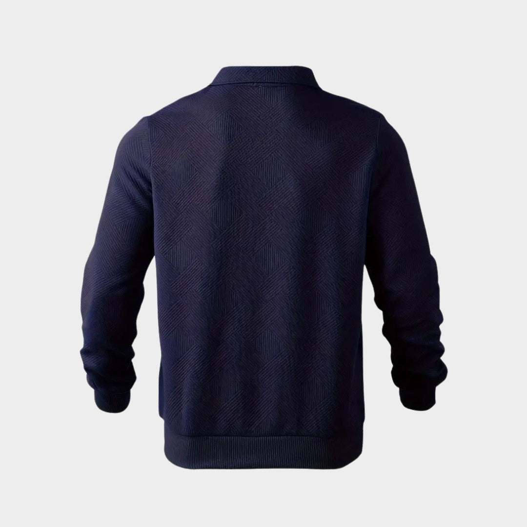 Pull à col polo pour homme à motif géométrique