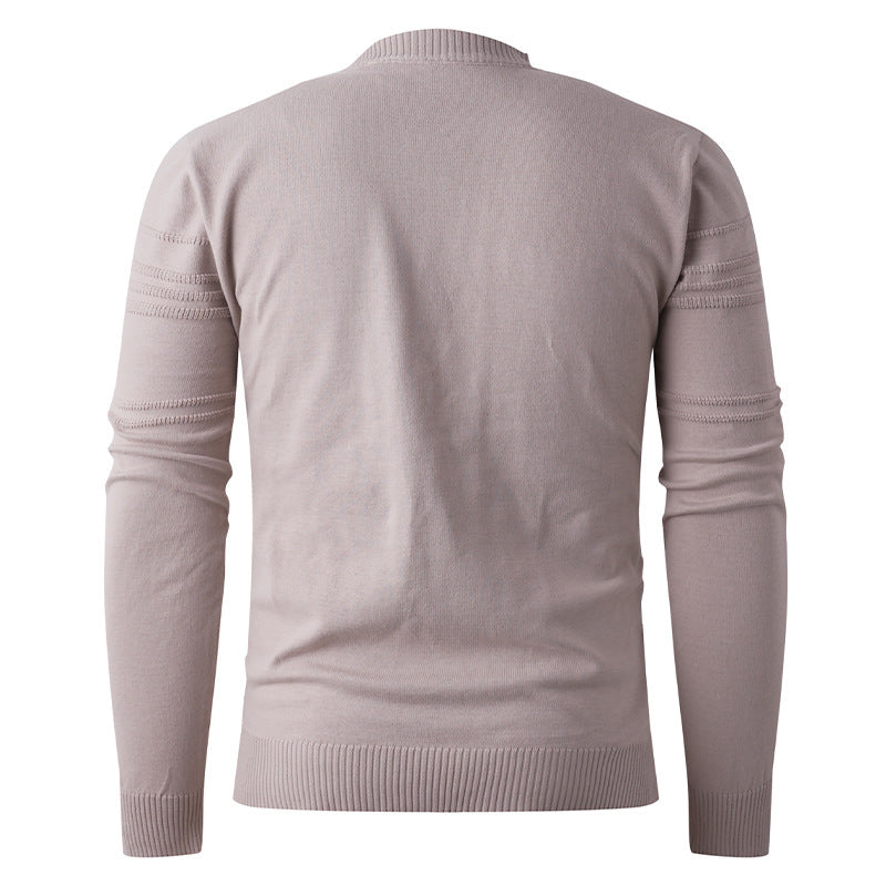 Pull col rond à relief, coloris nude, vue de dos