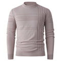 Pull col rond à relief, coloris nude, présenté à plat