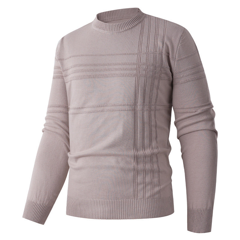 Pull col rond à relief, coloris nude, présenté à plat, vue 2