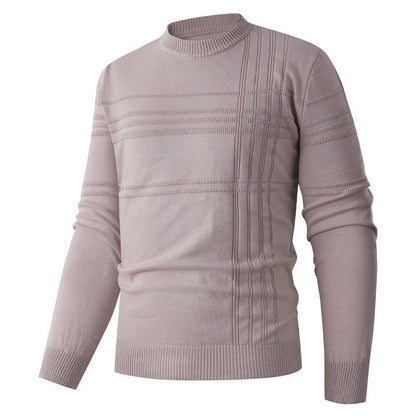 Pull col rond à relief, coloris nude, présenté à plat, vue 2