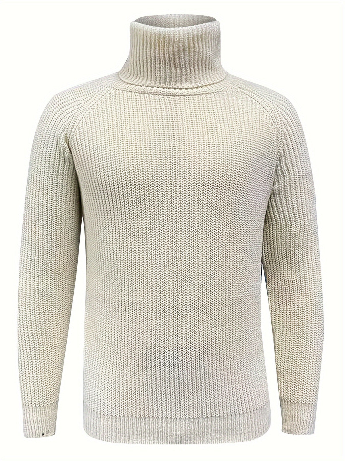 Pull col roulé côtelé beige à plat, vue de face