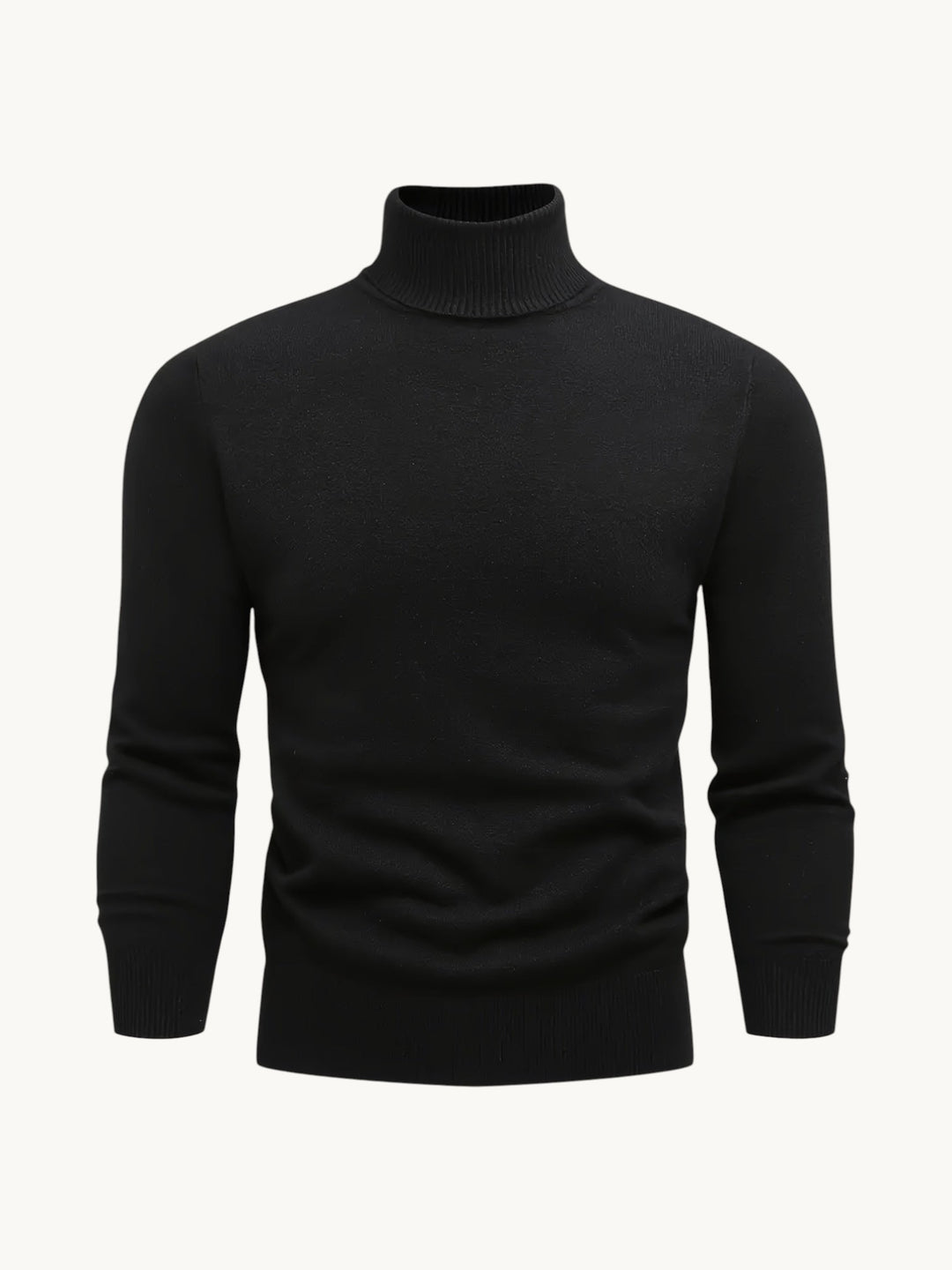 Pull col roulé noir en tricot côtelé, manches longues