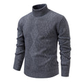 Pull col roulé à losanges, coloris gris, présenté à plat