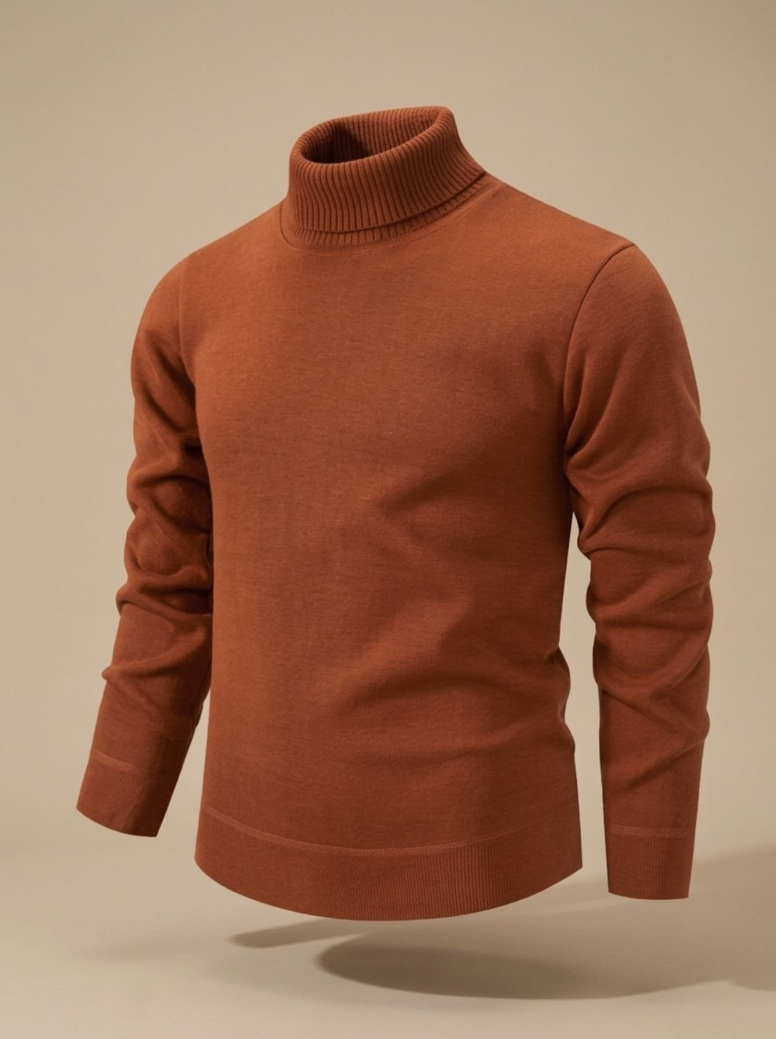 Pull col roulé ajusté, rouille