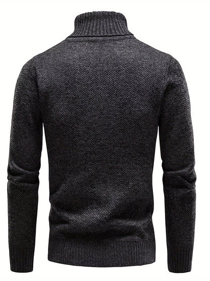 Pull col roulé chiné, coloris anthracite, vue de dos