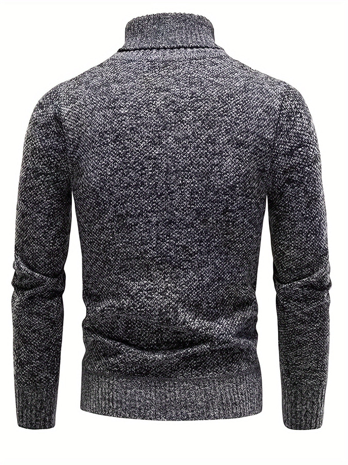 Pull col roulé chiné, coloris gris foncé, vue de dos