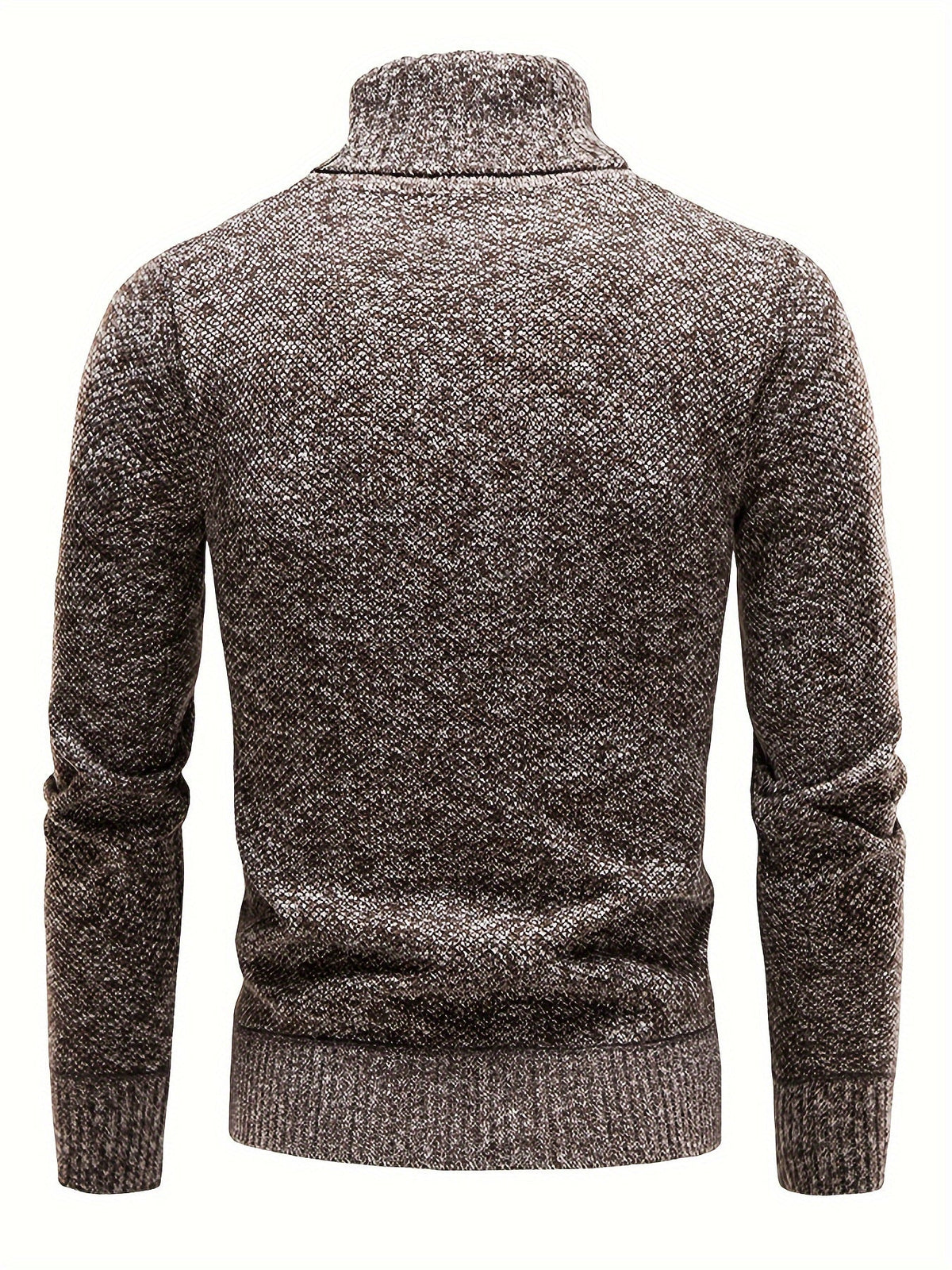 Pull col roulé chiné, coloris marron, vue de dos