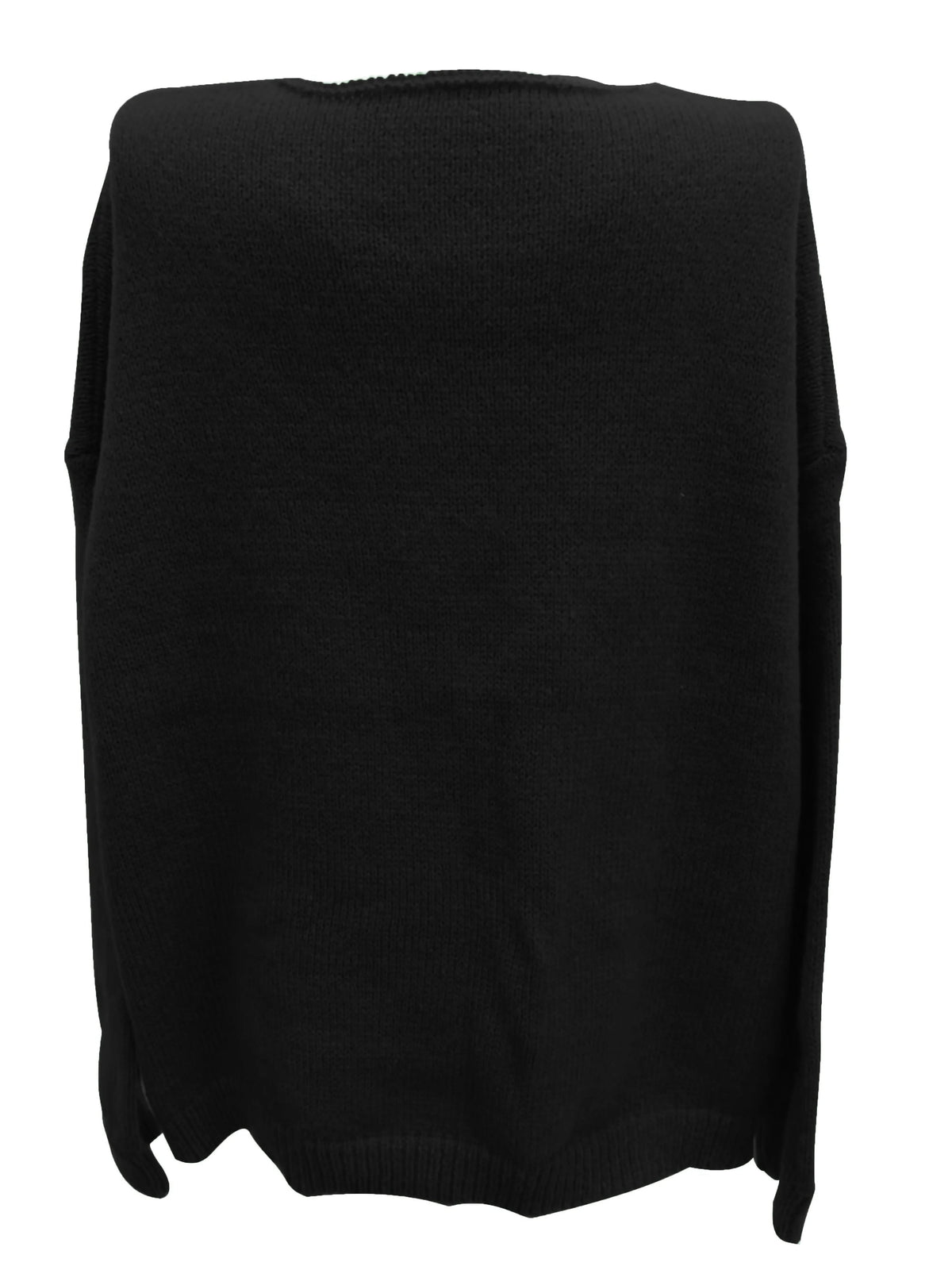 Pull col V ample, coloris noir, vue de dos