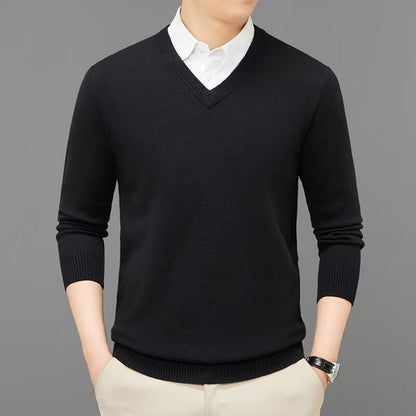 Pull col V fin, noir