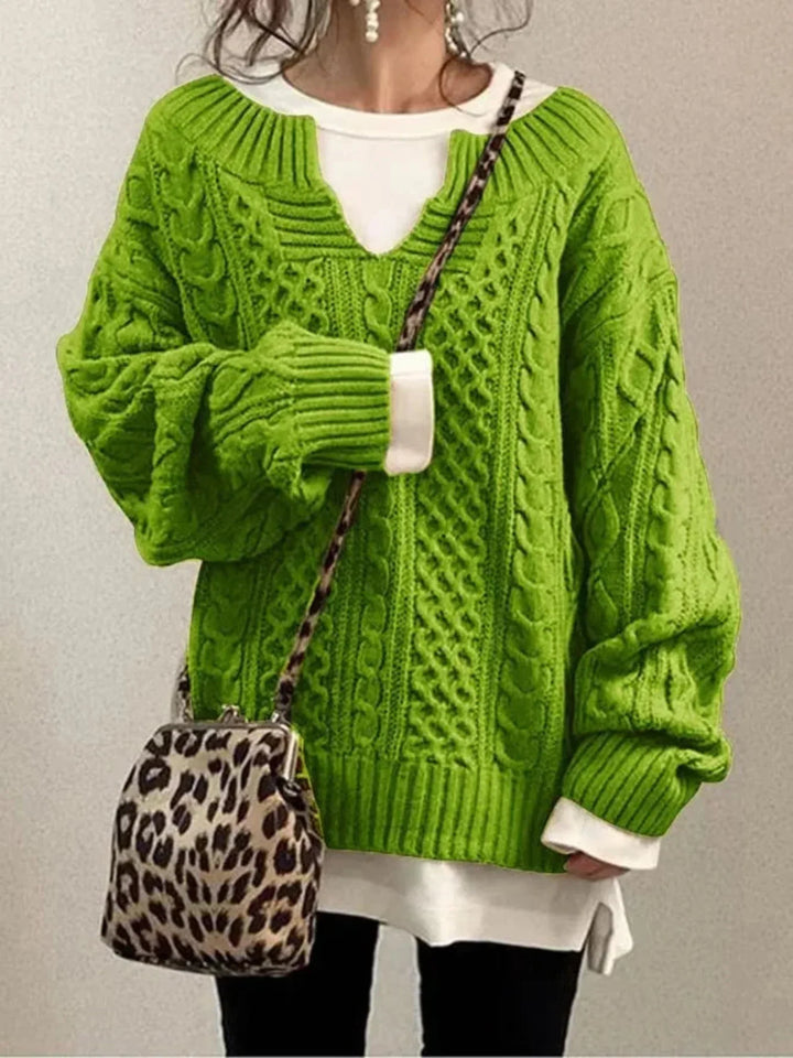 Pull oversize col V pour femme, vue 6