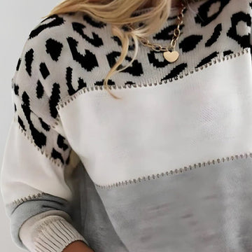Pull léopard colorblock