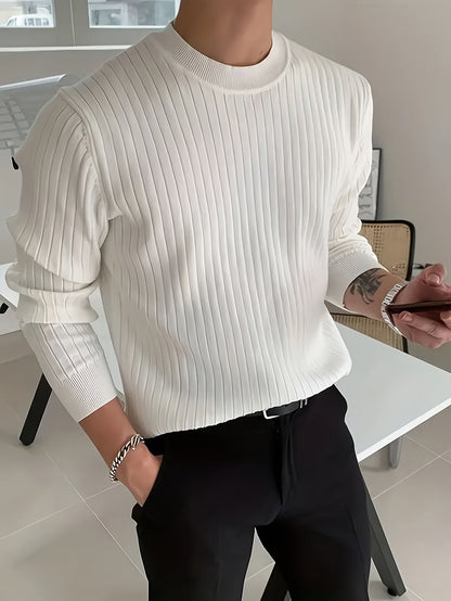Pull côtelé ajusté, noir
