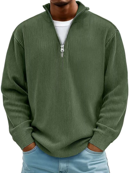 Pull demi-zip côtelé pour homme, vue produit
