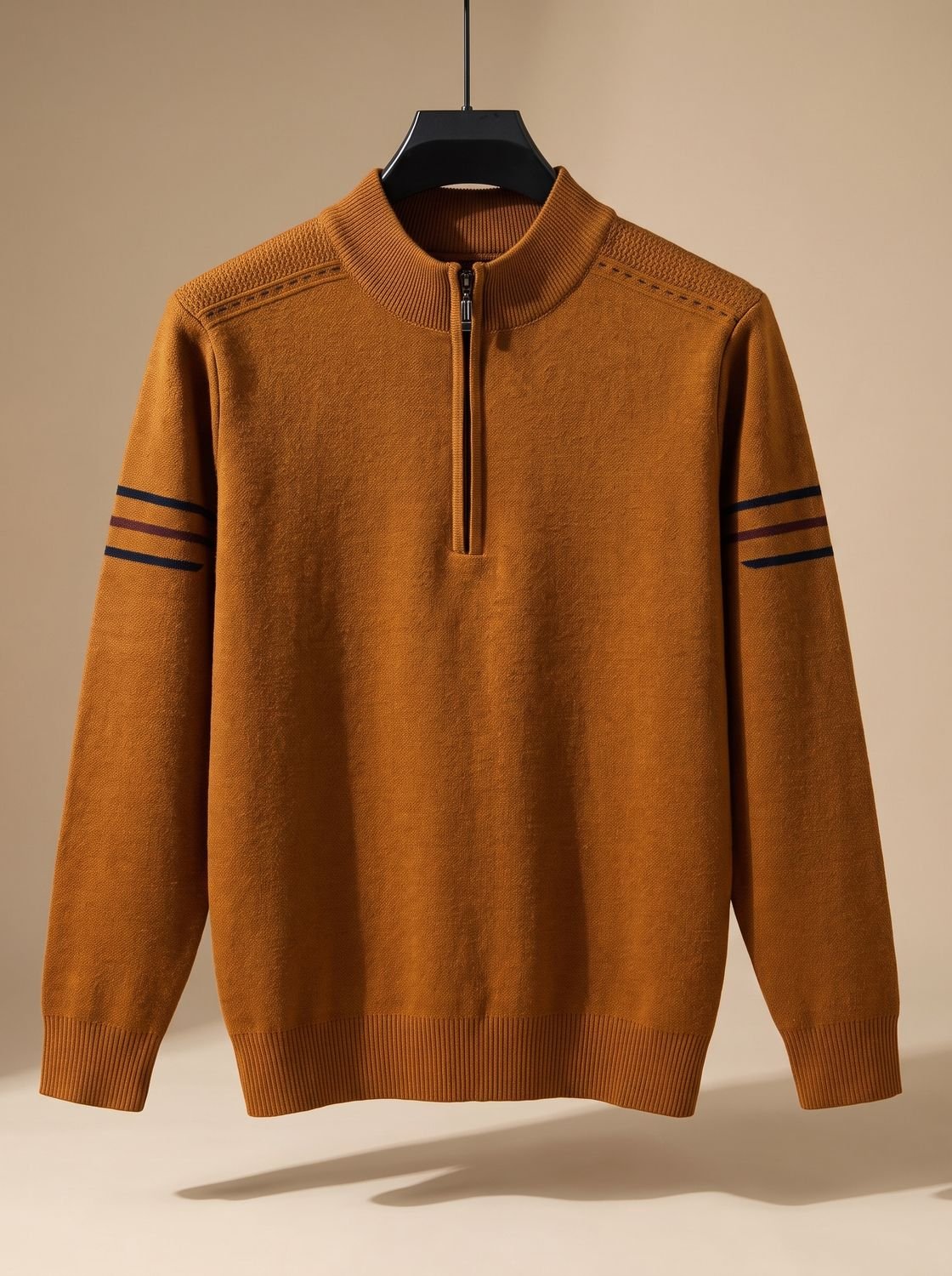 Pull demi-zip à rayures contrastées, vue 14