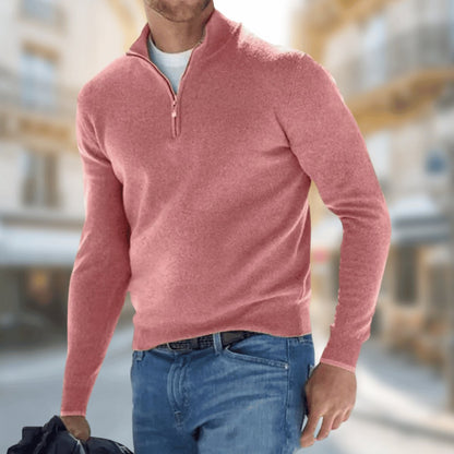 Pull demi-zip en maille fine, rose