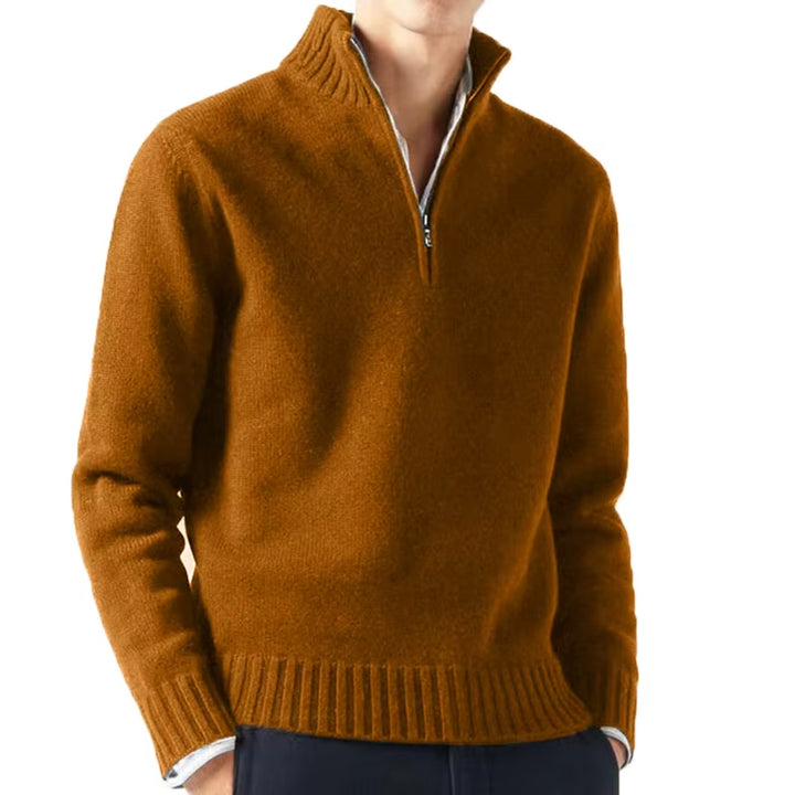 Pull demi-zip col montant in Marron | By Old Money
