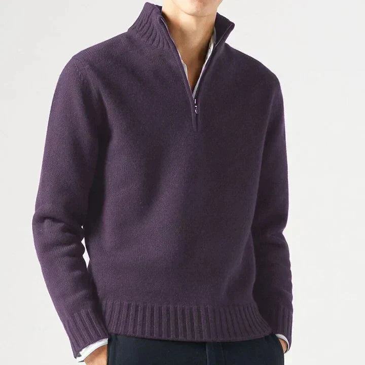 Pull demi-zip col montant in Violet | By Old Money