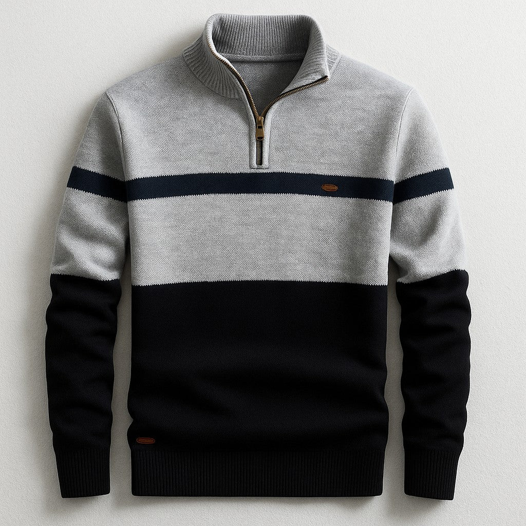 Pull demi-zip contrasté in Bright Navy | By Old Money