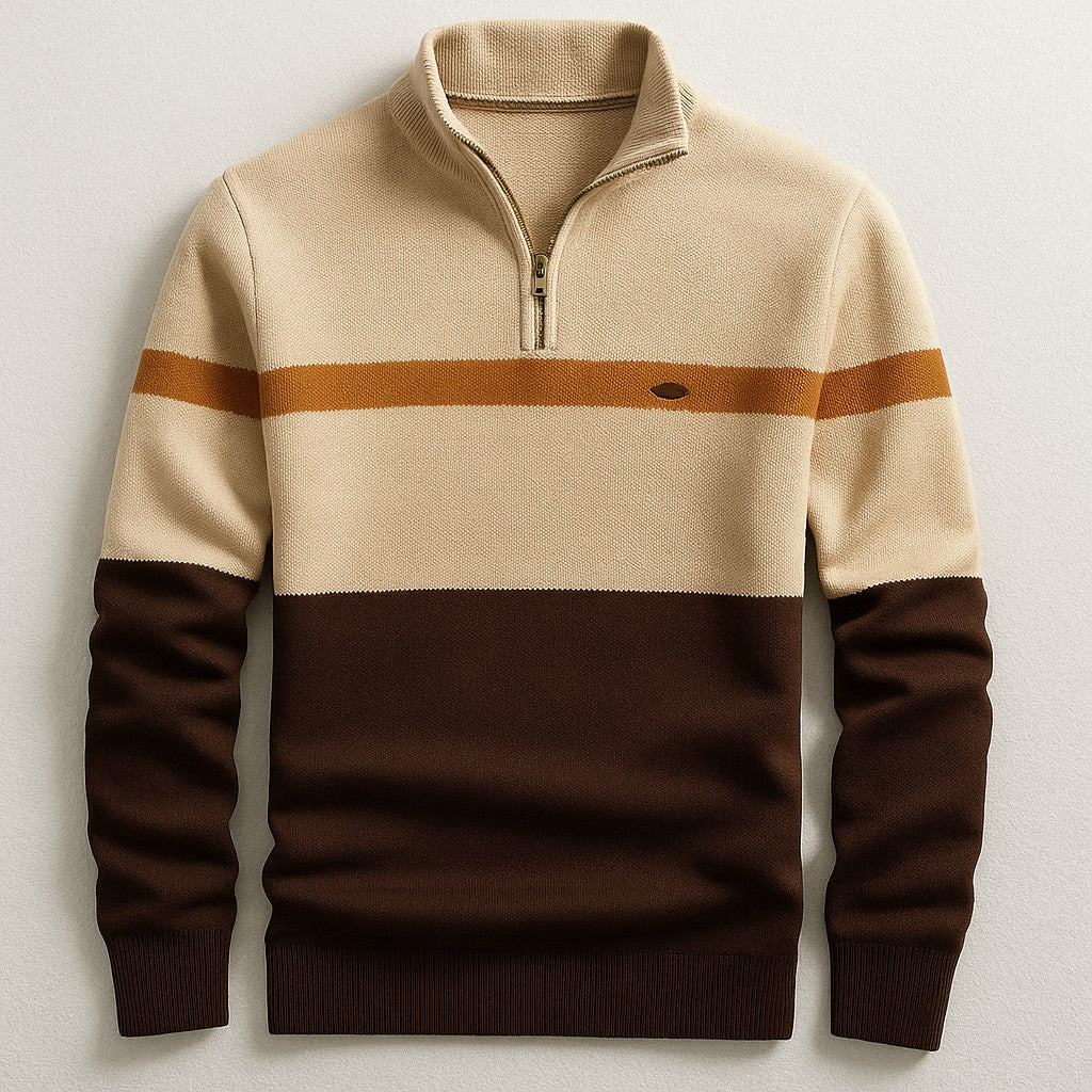Pull demi-zip contrasté in Cream | By Old Money