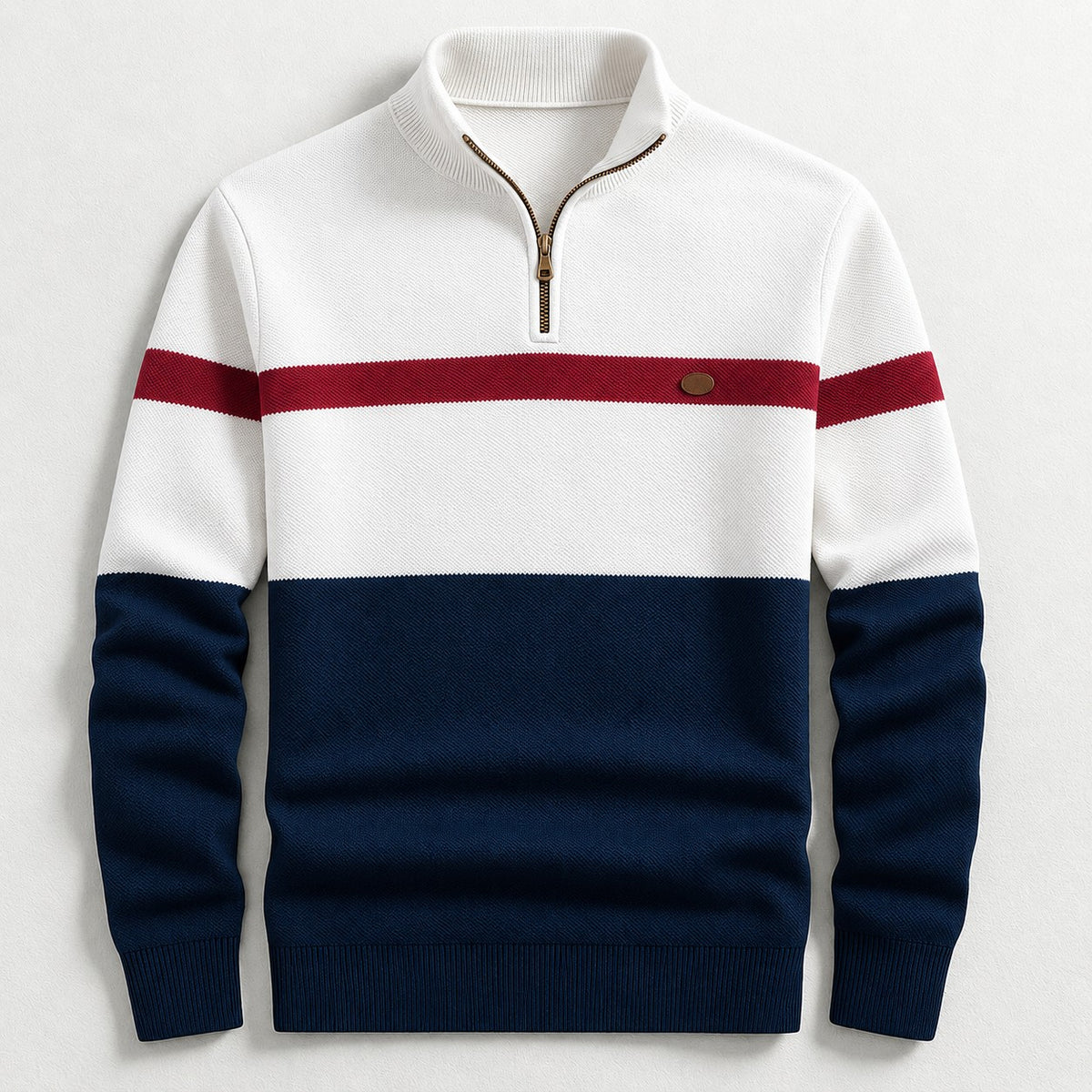 Pull demi-zip contrasté in Navy | By Old Money