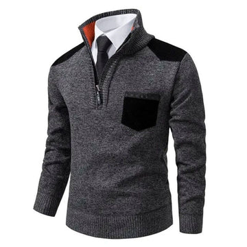 Pull demi-zip contrastes