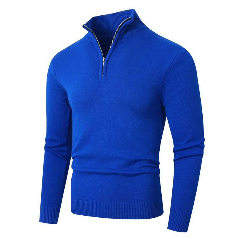 Pull demi-zip fin, bleu