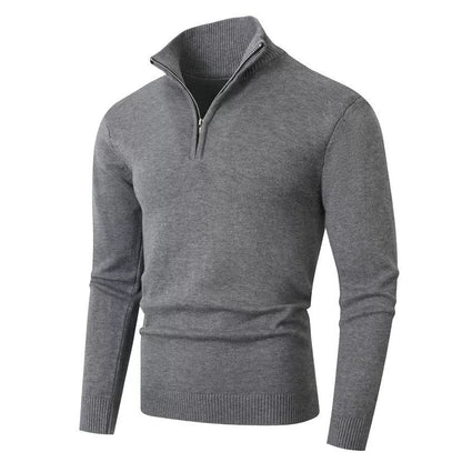 Pull demi-zip fin, gris