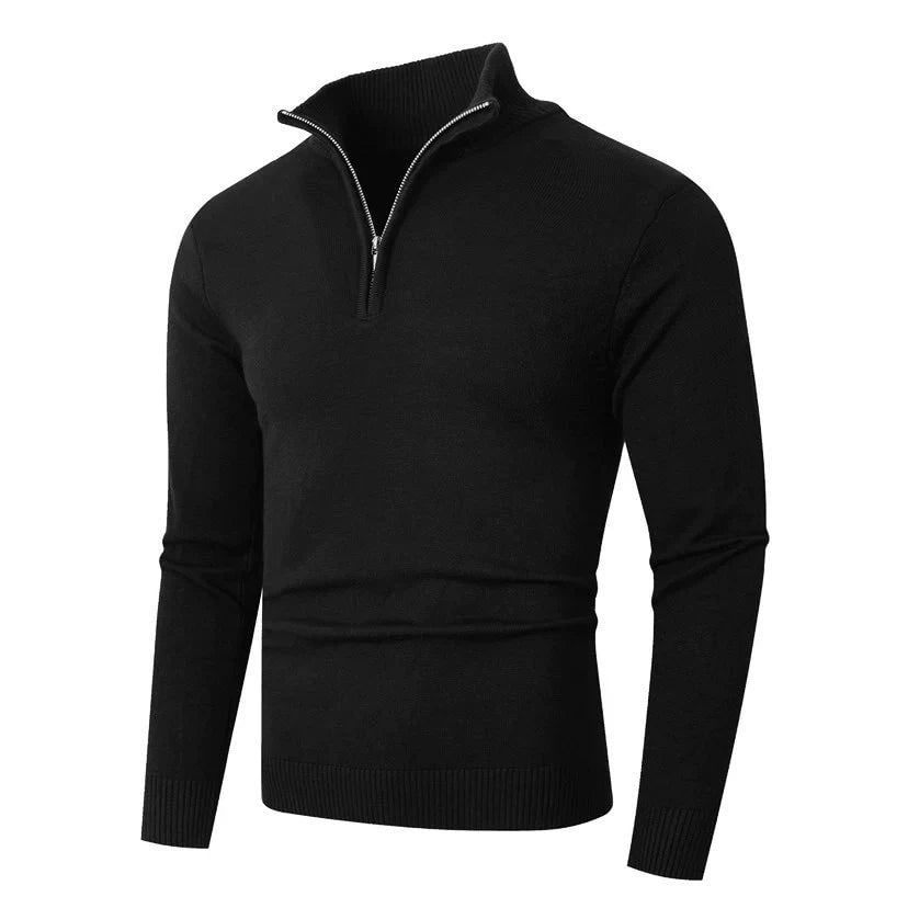 Pull demi-zip fin, noir