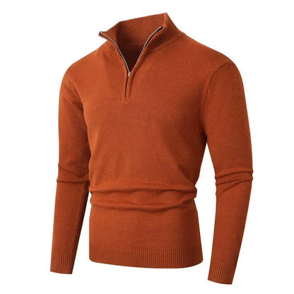 Pull demi-zip fin, orange