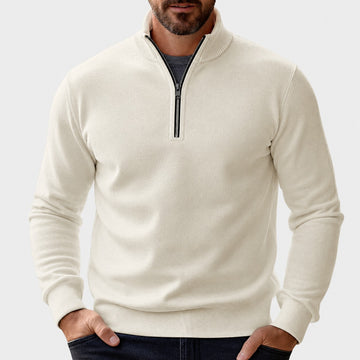 Pull demi-zip maille lisse