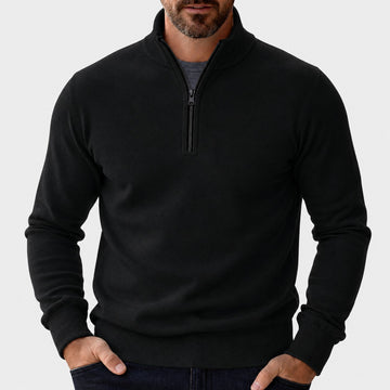 Pull demi-zip maille lisse