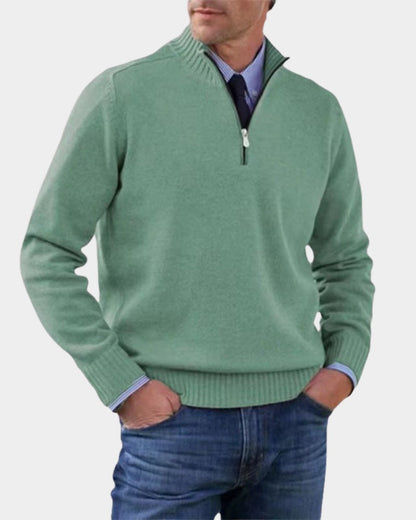 Pull demi-zip maille souple in Green | By Old Money