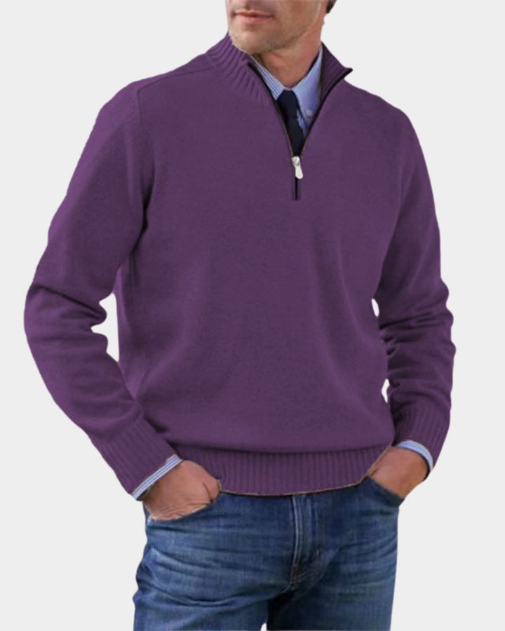 Pull demi-zip maille souple in Purple | By Old Money