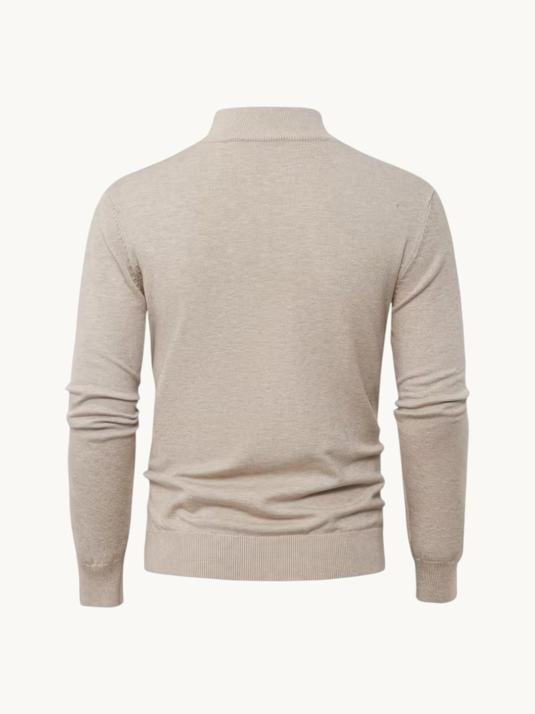 Pull en maille beige à col montant, vue de dos