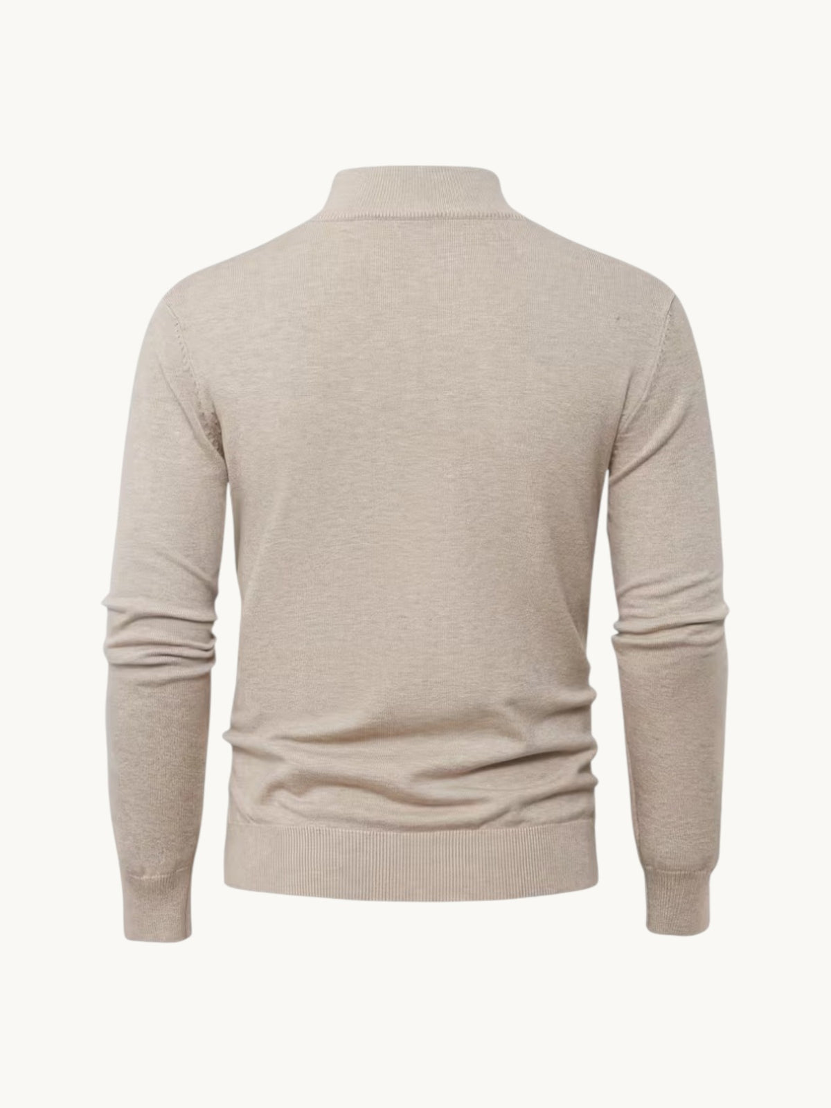 Pull en maille beige à col montant, vue de dos