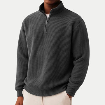 Pull gaufré demi-zip