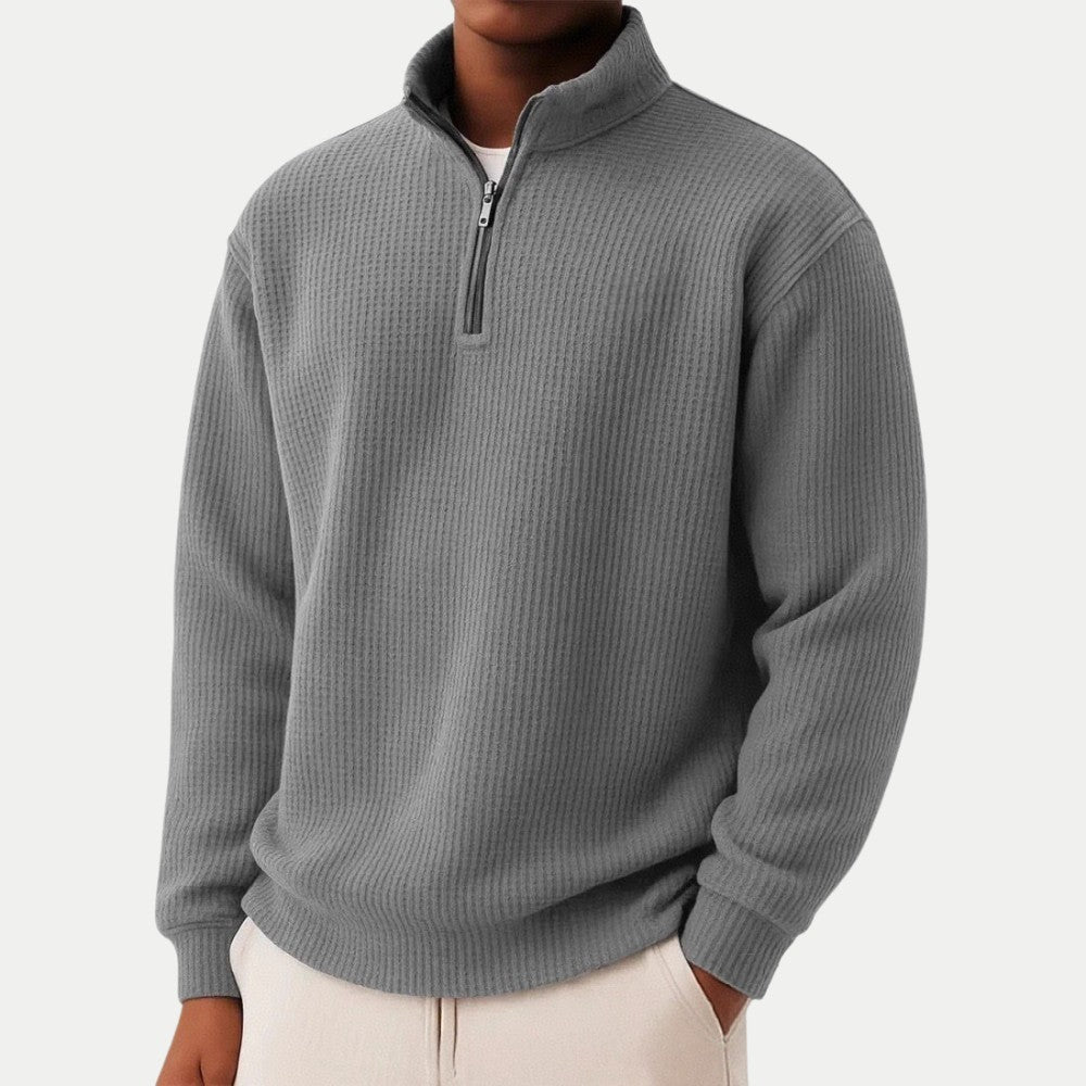 Pull gaufré demi-zip in Dark Gray | By Old Money