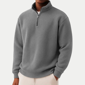 Pull gaufré demi-zip