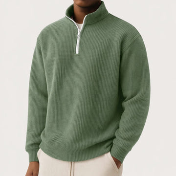 Pull gaufré demi-zip